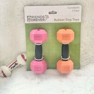 🐶New with tags 2pack RUBBER DUMBBELLS DOG TOYS! STURDY TOY for Tough Chewers.
